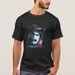 Funny Antarctica emperor Penguin with electric Gui T-Shirt
