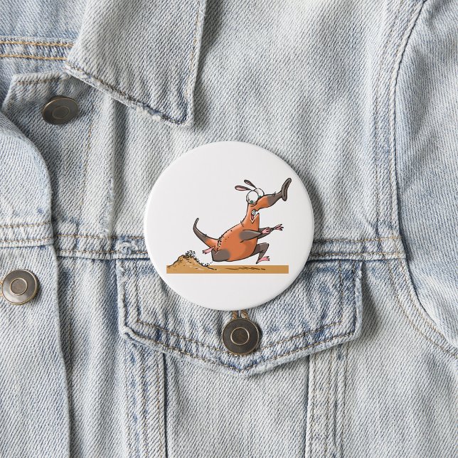 Funny Anteater Cartoon Quirky Running Animal  7.5 Cm Round Badge (Creator Uploaded)