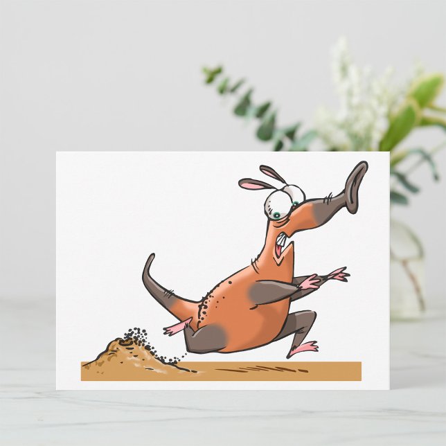 Funny Anteater Cartoon Quirky Running Animal  Invitation (Creator Uploaded)