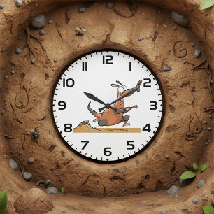 Funny Anteater Cartoon Quirky Running Animal Large Clock