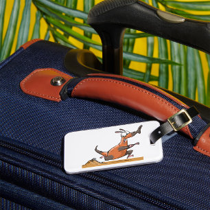 Funny Anteater Cartoon Quirky Running Animal Luggage Tag