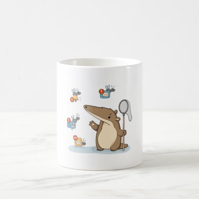 Funny Anteater Notification Hunter Illustration Coffee Mug (Center)