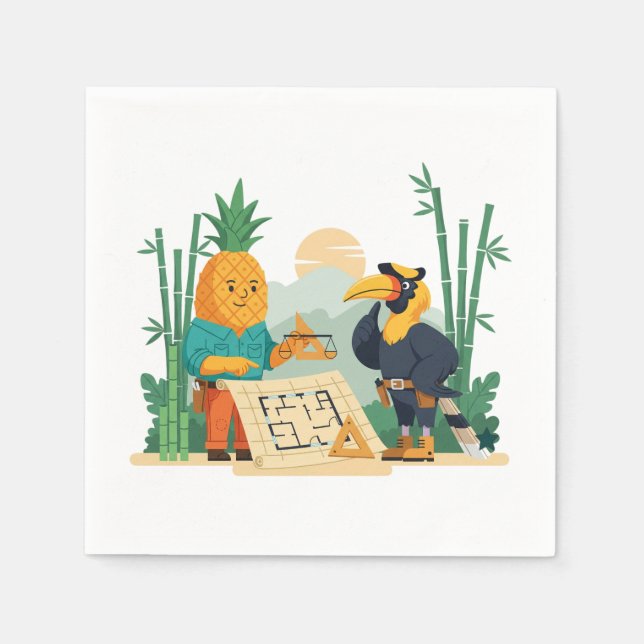 funny anthro Pineapple and Hornbill Plan and build Napkin (Front)