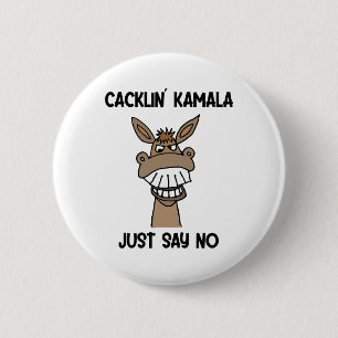 Funny Anti Kamala Harris Laughing Donkey 6 Cm Round Badge