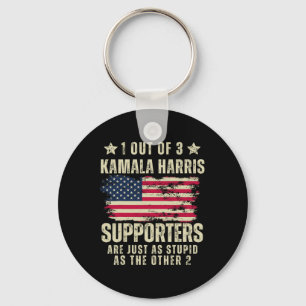 Funny Anti Kamala Harris Stupid Joke American Flag Key Ring