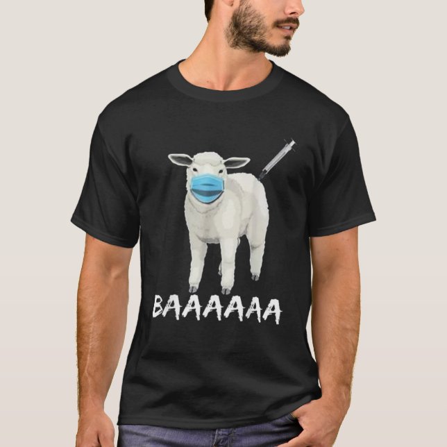 Funny-ANTI-MASK-SHEEP-WITH-FACE-MASK-Vaccine-Baa T-Shirt (Front)