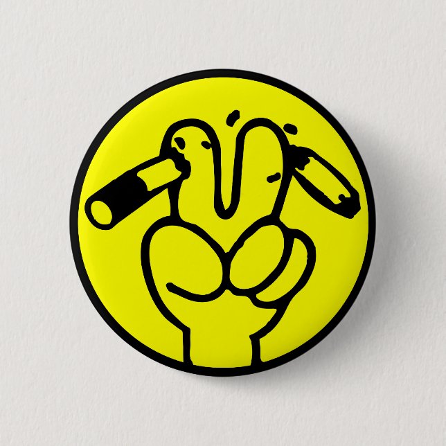 Funny Anti Smoking ⚠ Thai Sign ⚠ 6 Cm Round Badge (Front)