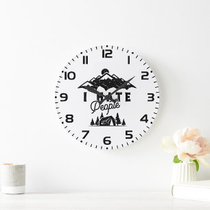 Funny Anti-Social Camping I Hate People  Large Clock