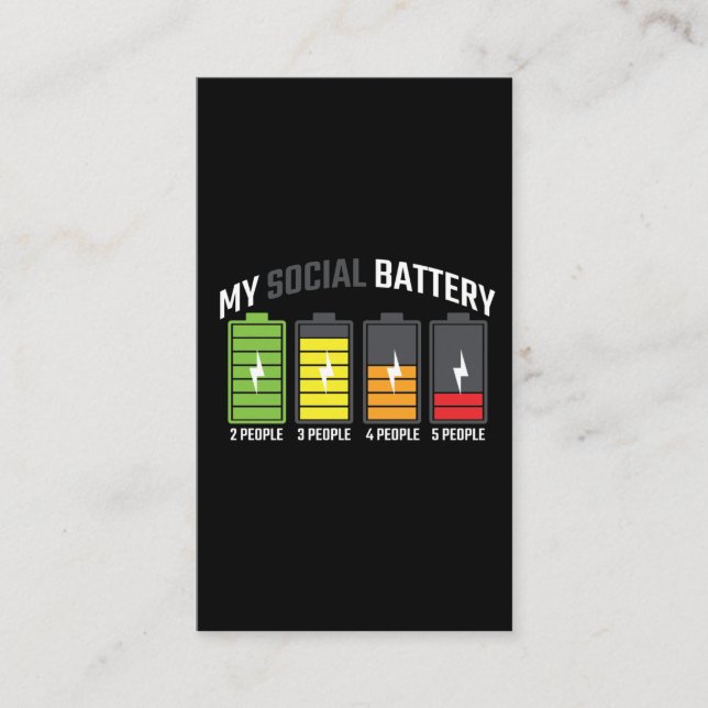 Funny Anti Social Introvert Low Social Battery Business Card (Front)