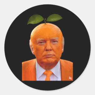 Funny Anti-trump Bright Orange Fruit Face Suit Tie Classic Round Sticker