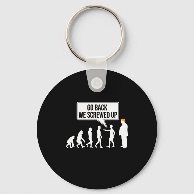 Funny Anti-trump Evolution Litical Humor  Key Ring (Front)
