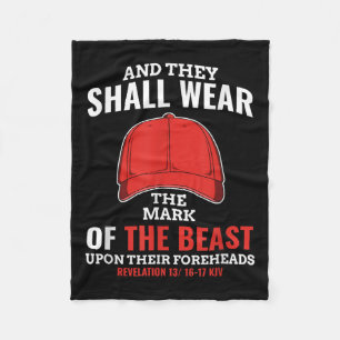 Funny Anti Trump Mark Of The Beast Red Hat Fleece Blanket