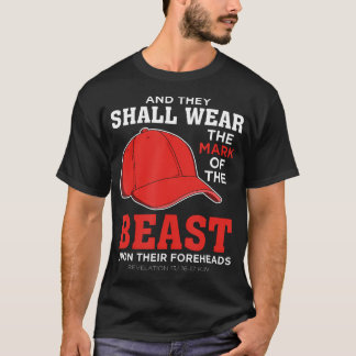Funny Anti Trump Mark Of The Beast Red Hat T-Shirt