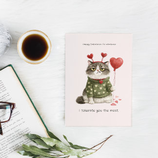 Funny Anti-Valentine Cat | I Tolerate You the Most Card
