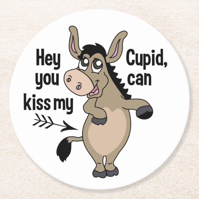 Funny Anti-Valentine Donkey coasters (Front)