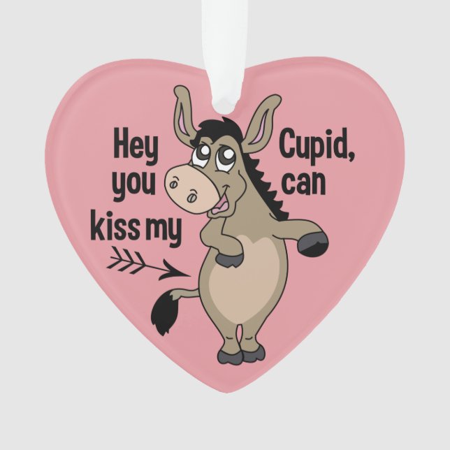 Funny Anti-Valentine Donkey custom ornament (Front)