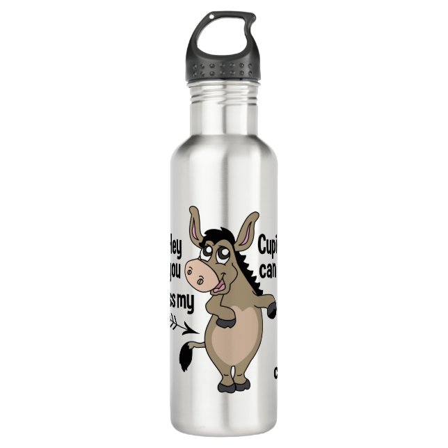Funny Anti-Valentine Donkey custom water bottles (Front)