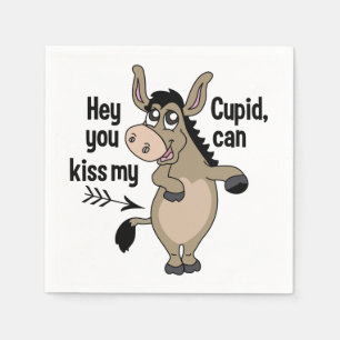 Funny Anti-Valentine Donkey paper napkins