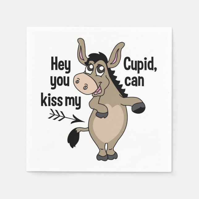 Funny Anti-Valentine Donkey paper napkins (Front)