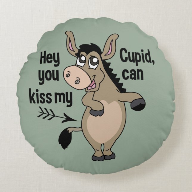 Funny Anti-Valentine Donkey throw pillow (Front)