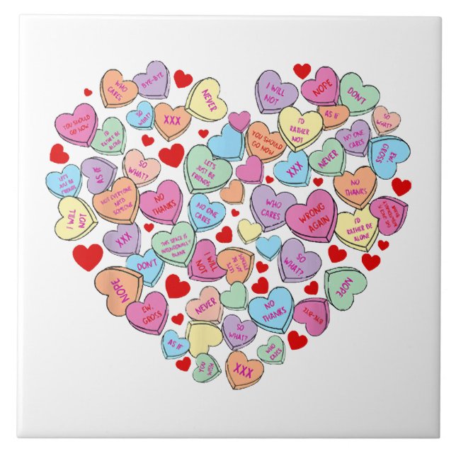 Funny Anti Valentines Day Ceramic Tile (Front)