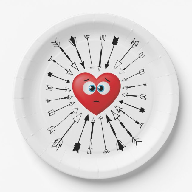 Funny Anti-Valentines Day Dating Love Arrows Chase Paper Plate (Front)