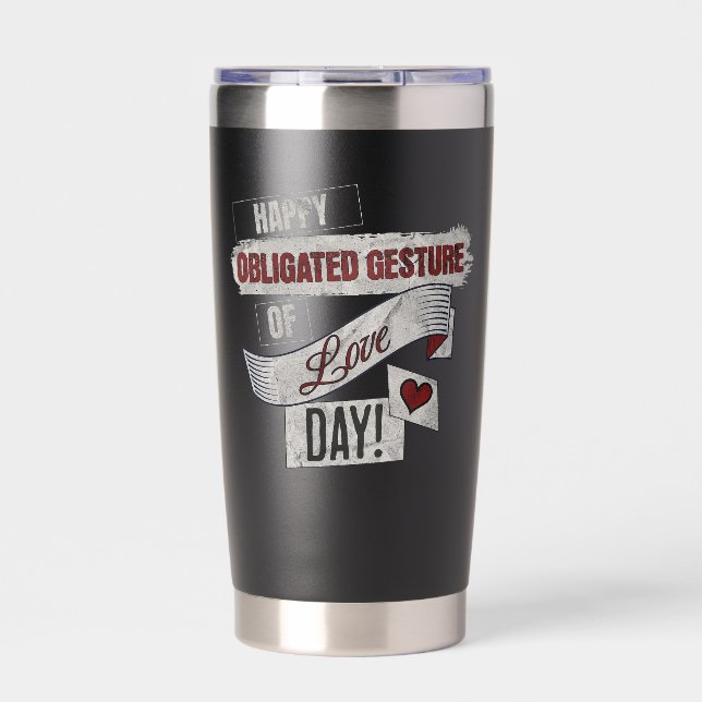 Funny Anti Valentines Day Happy Obligated Gesture  Insulated Tumbler (Front)