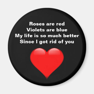 Funny Anti Valentines Day Poem Red Heart Magnet
