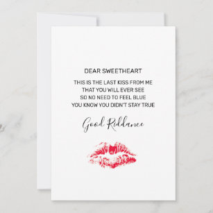 Funny Anti Valentines Day Poem Red Kiss Card