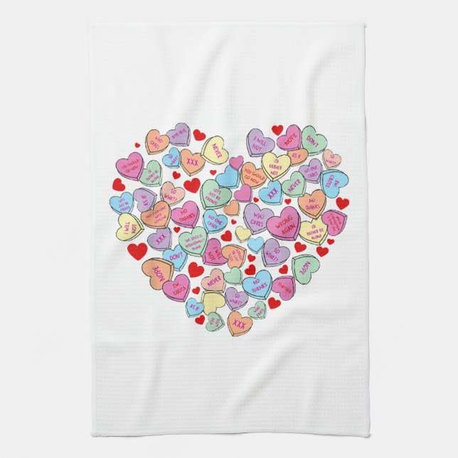 Funny Anti Valentines Day Tea Towel (Vertical)