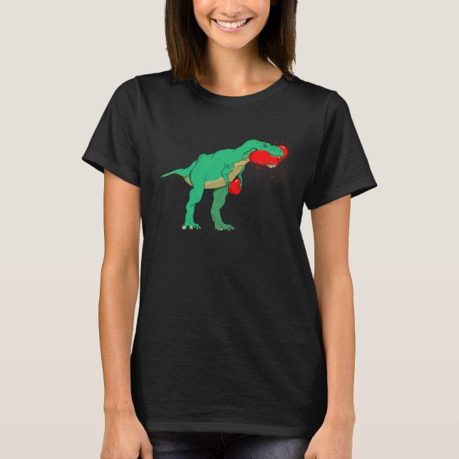 Funny Anti Valentines Day Tyrannosaurus Rex Eating T-Shirt (Front)