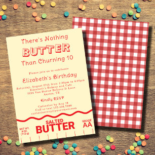 Funny Any Age Kids Butter Themed Birthday Party Invitation