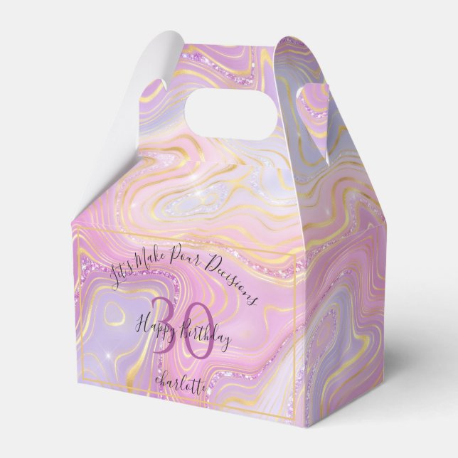 Funny Any Age Pink Gold Glitter Agate Geode Favour Box (Front Side)