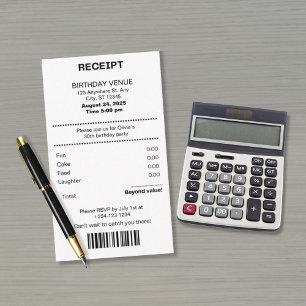 Funny, any age receipt theme Birthday invitation