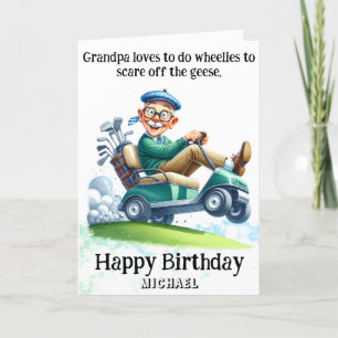 *~*  Funny AP94  Older Golf Cart Man Birthday Card