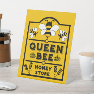 Funny Apiary Honey Queen Bee Pedestal Sign