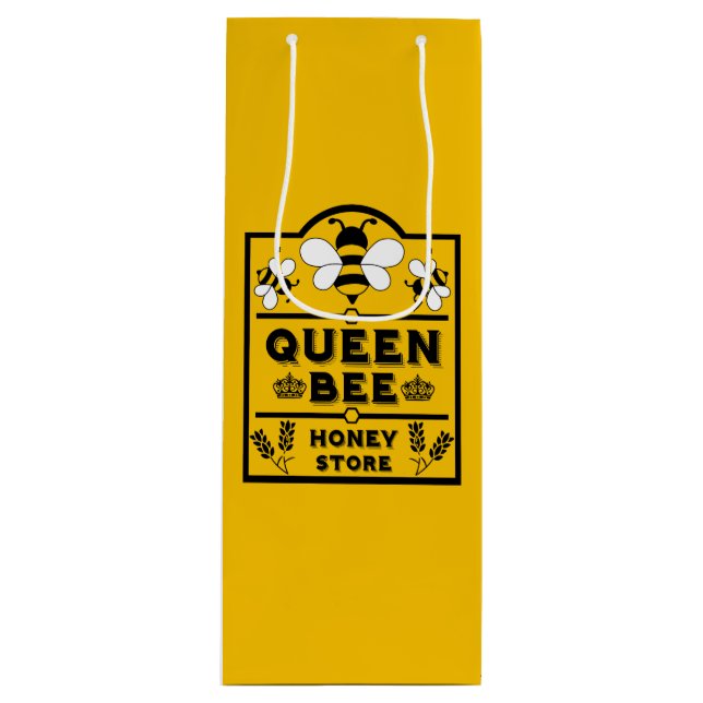 Funny Apiary Honey Queen Bee Wine Gift Bag (Front)