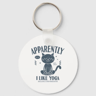 Funny Apparently, I Like Yoga Cat Namaste Key Ring