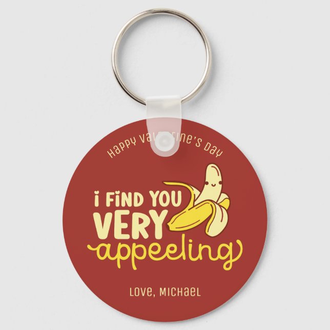 Funny Appealing Banana Pun Cute Valentine's Day Key Ring (Front)
