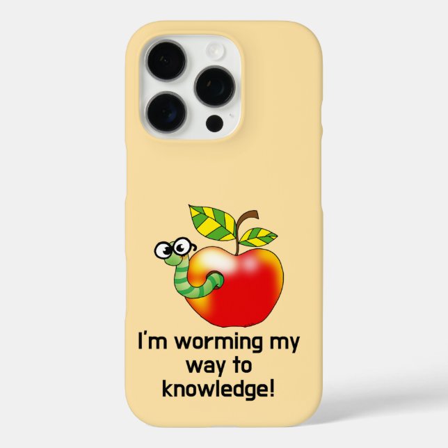 Funny apple and worm education pun art Case-Mate iPhone case (Back)