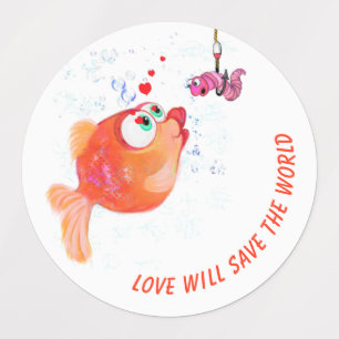 Funny Apple Worm Labels - Custom Text