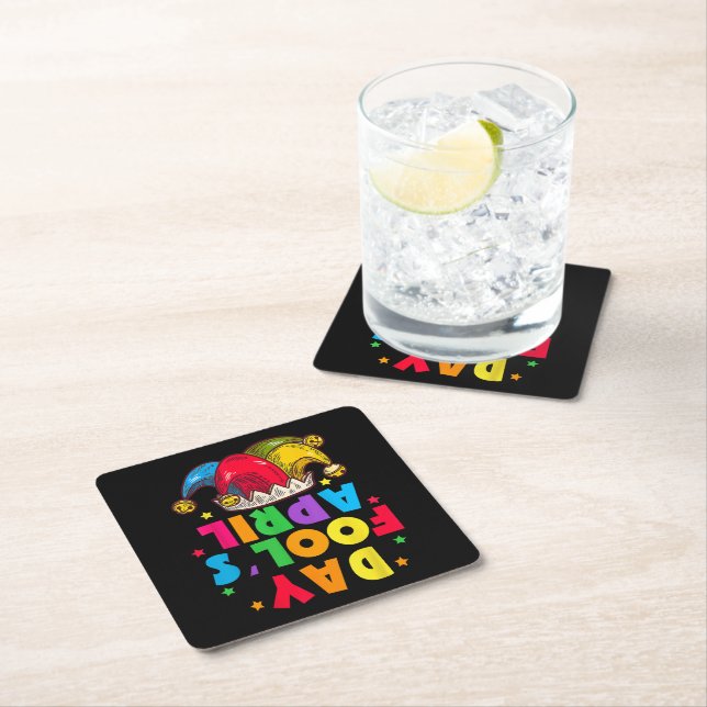 Funny April Fool's Day Pranks Kit 1st April Jokes Square Paper Coaster (Insitu)