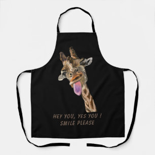 Funny Apron Playful Giraffe Custom Text and Colour