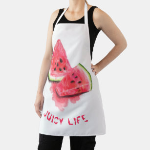 Funny Apron with Red Sweet Watermelon Pieces Tasty