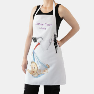 Funny Apron with Stork Carrying Baby