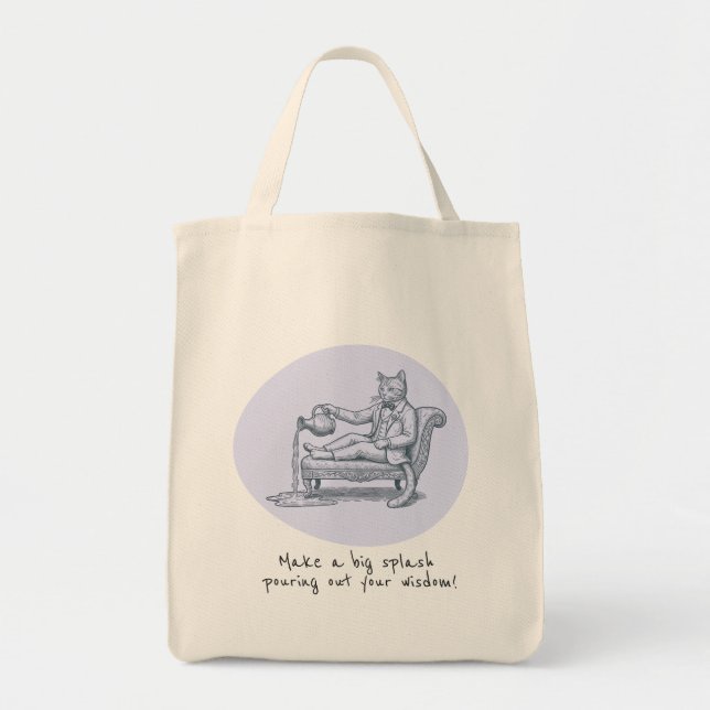 Funny Aquarius Zodiac Cat Tote Bag (Front)