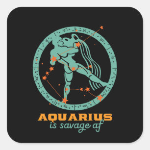 Funny Aquarius Zodiac Star Astrology Birthday Square Sticker