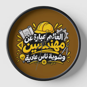 Funny Arabic Engineer Quote Wall Clock