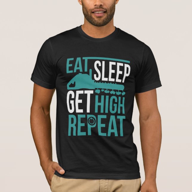 Funny Arborist Get High Tree Chain saw Worker T-Shirt (Front)
