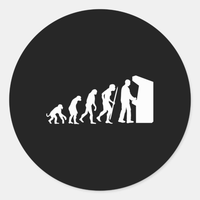 Funny Arcade Evolution Arcade Old School Video Gam Classic Round Sticker (Front)